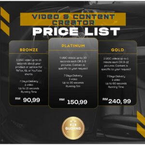 Package Video & content creator price list