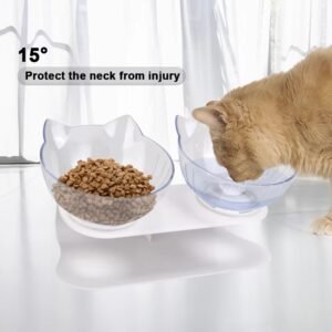 With Raised Stand Durable Double Bowls Pet Food Water Feeder Cat Bowl Dog Bowl Protection Cervical Non-slip